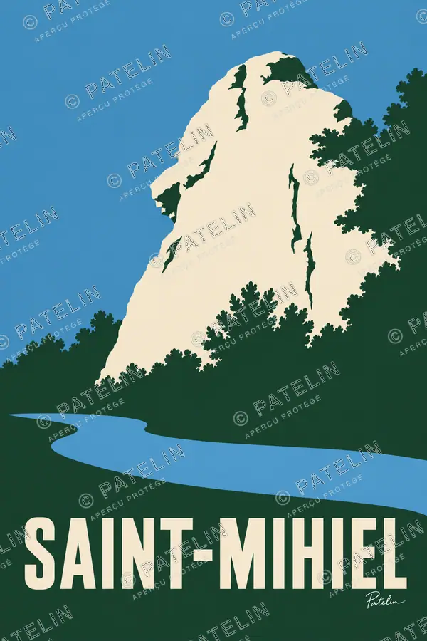 Illustration Saint-Mihiel — Les roches au bord de la Meuse, style Minimal