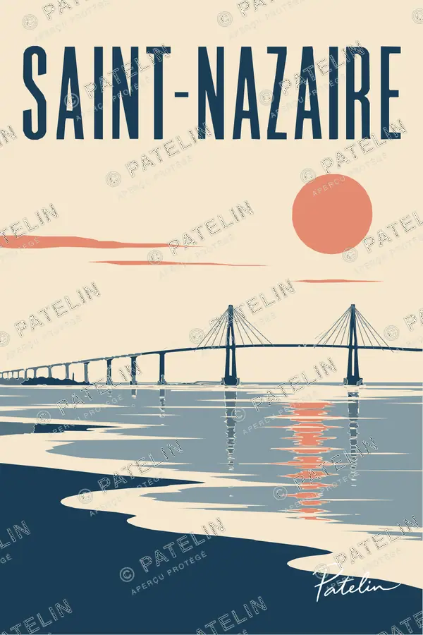 Illustration Saint-Nazaire — Le pont à l’horizon, style Minimal