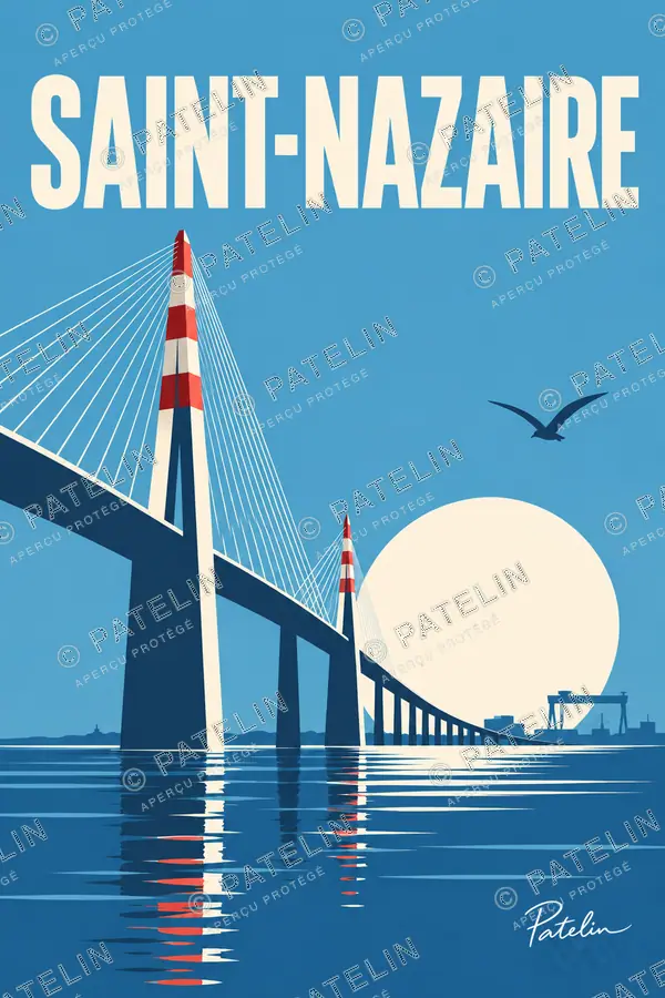 Illustration Saint-Nazaire — Le pont sur l’estuaire, style Minimal