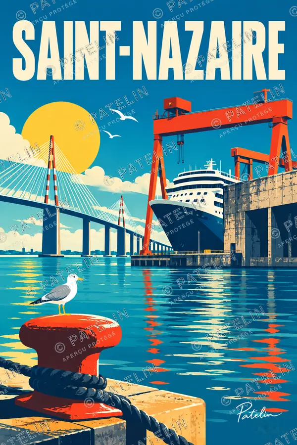 Illustration Saint-Nazaire — L’escale au port, style Pop