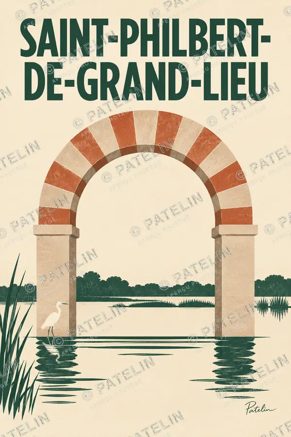 Illustration Saint-Philbert-de-Grand-Lieu — L’arche et le héron, style Minimal