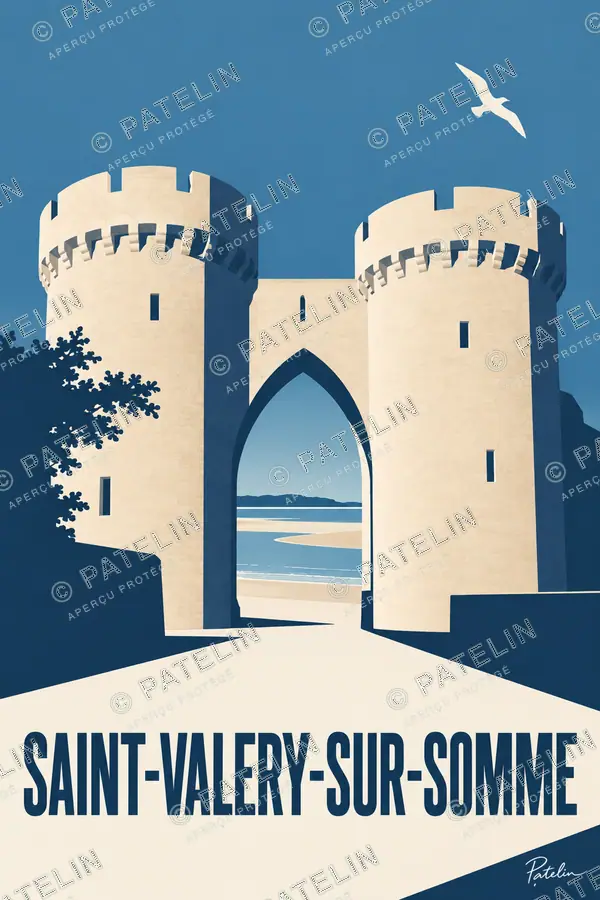 Illustration Saint-Valery-sur-Somme — La porte Guillaume en lignes pures, style Minimal