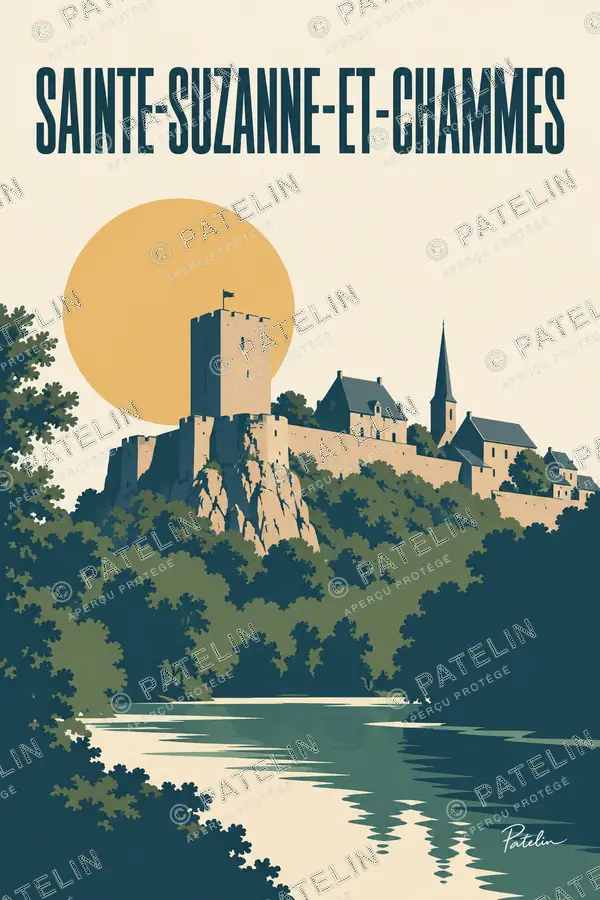 Illustration Sainte-Suzanne-et-Chammes — Sainte-Suzanne-et-Chammes, style Minimal