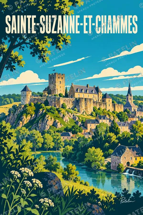 Illustration Sainte-Suzanne-et-Chammes — Sainte-Suzanne-et-Chammes, style Pop