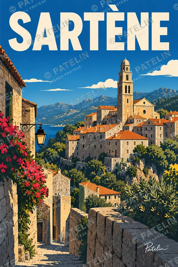 Illustration Sartène — Sartène, style Pop