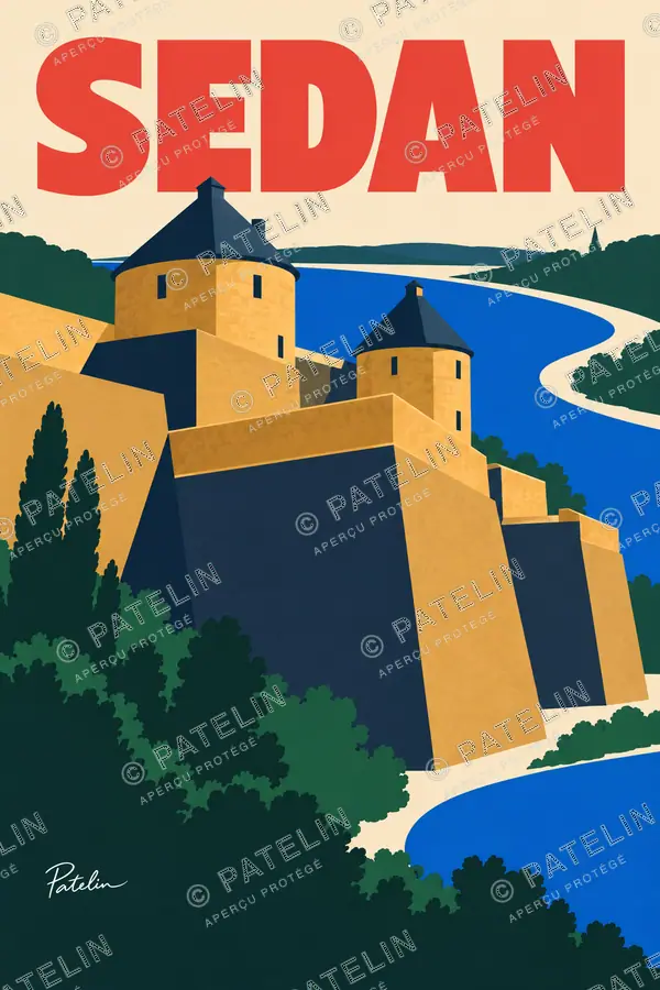 Illustration Sedan — Le château fort, style Pop