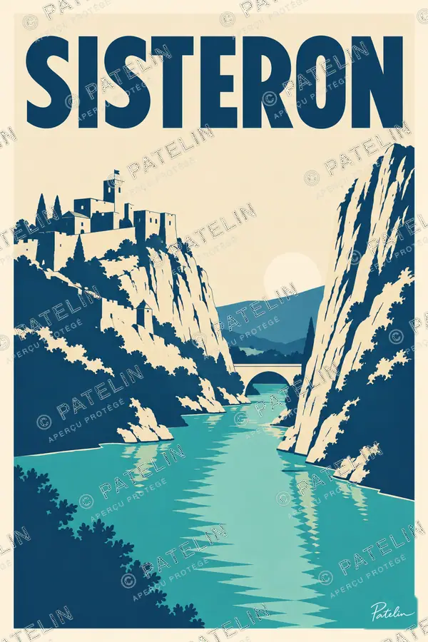 Illustration Sisteron — La citadelle au-dessus de la Durance, style Minimal
