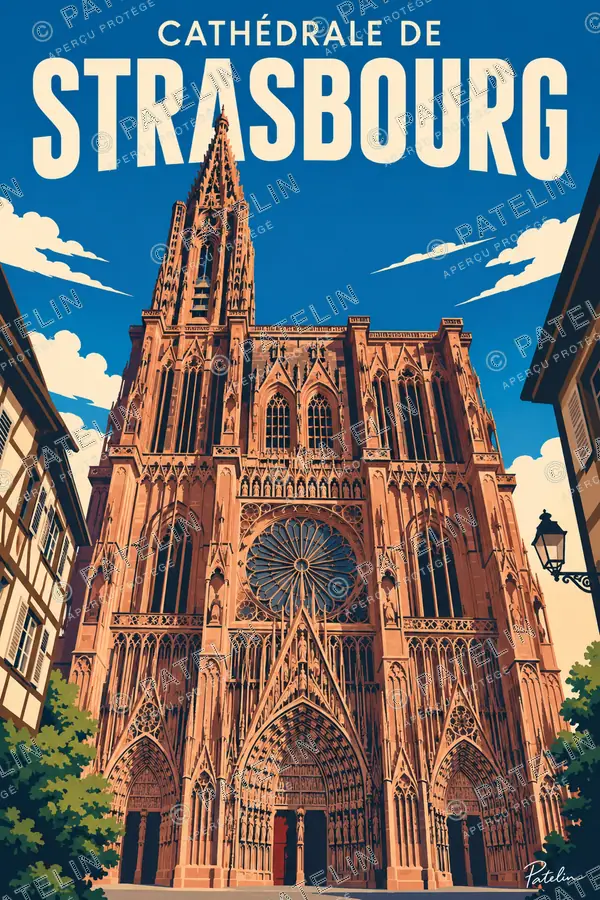 Illustration Strasbourg — La cathédrale de Strasbourg, style Pop