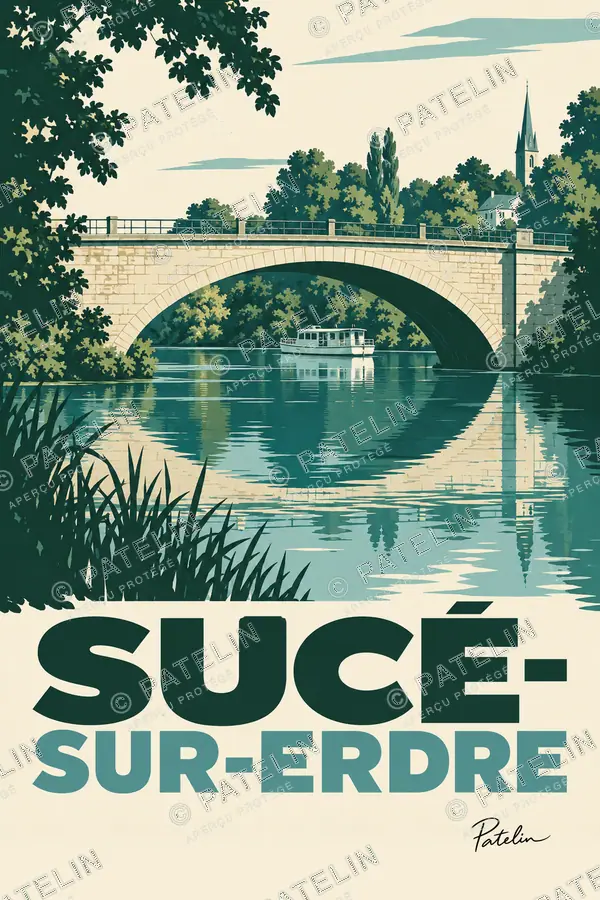 Illustration Sucé-sur-Erdre — Le port sur l’Erdre, style Minimal