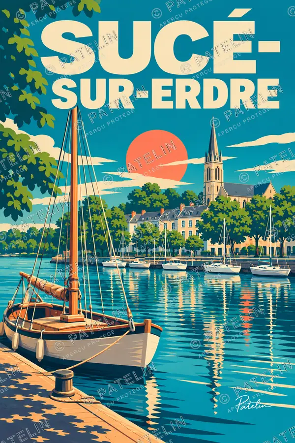 Illustration Sucé-sur-Erdre — Le port sur l’Erdre, style Pop
