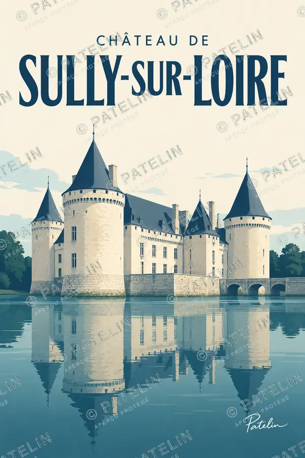 Illustration Sully-sur-Loire — Le château de Sully-sur-Loire, style Minimal