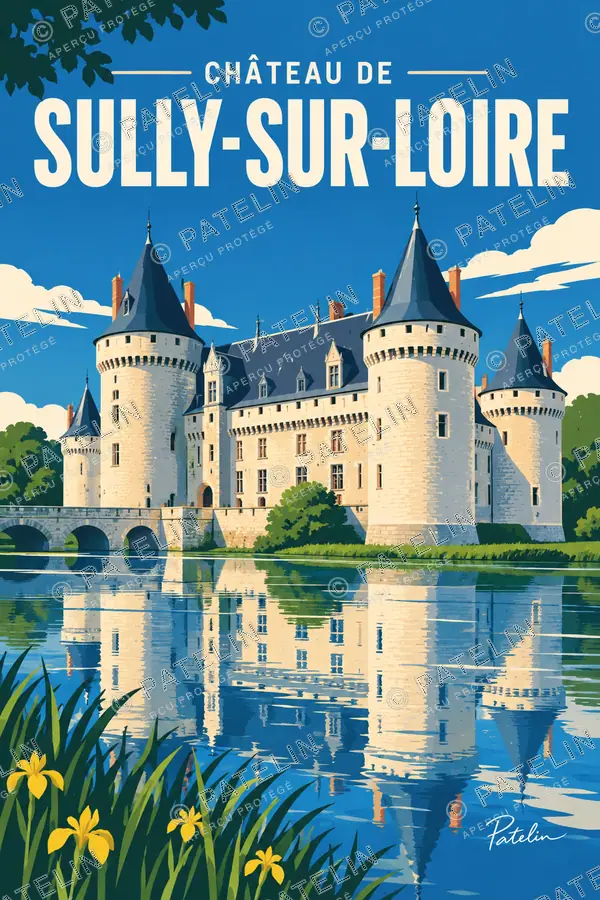 Illustration Sully-sur-Loire — Le château de Sully-sur-Loire, style Pop