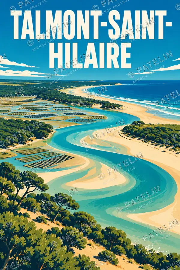 Illustration Talmont-Saint-Hilaire — L’estuaire dans la lumière, style Pop