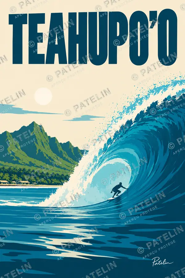 Illustration Teahupo’o — Teahupo’o, style Minimal