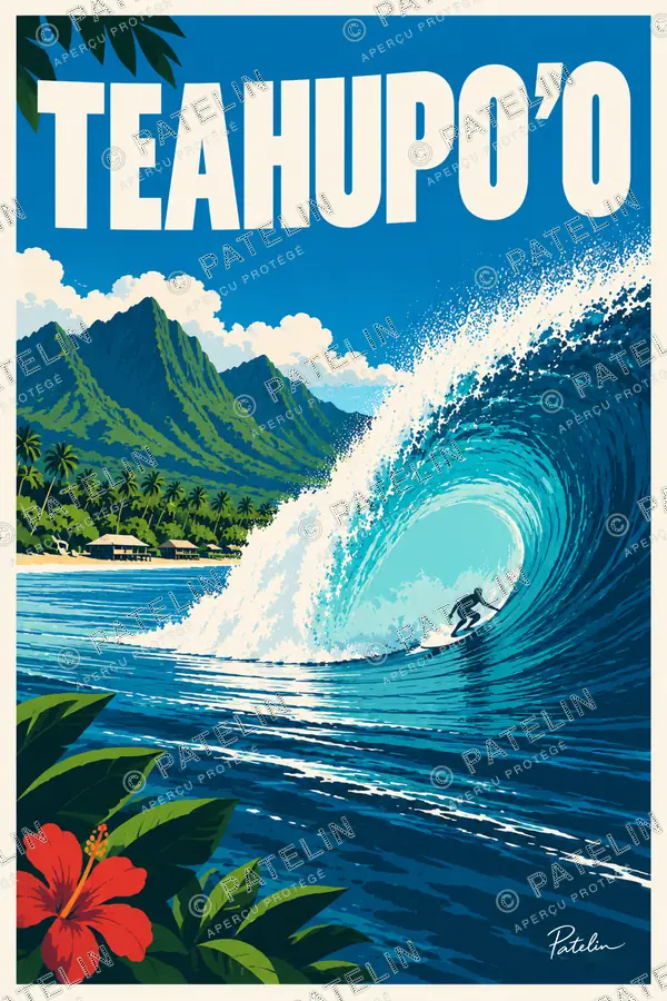 Illustration Teahupo’o — Teahupo’o, style Pop