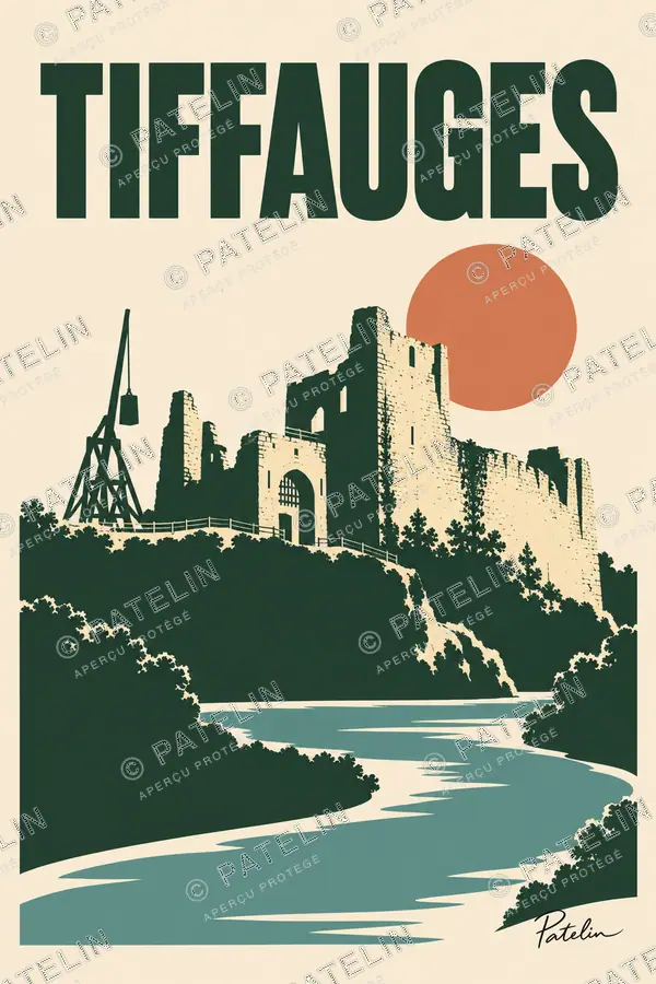 Illustration Tiffauges — Les ruines et le soleil, style Minimal