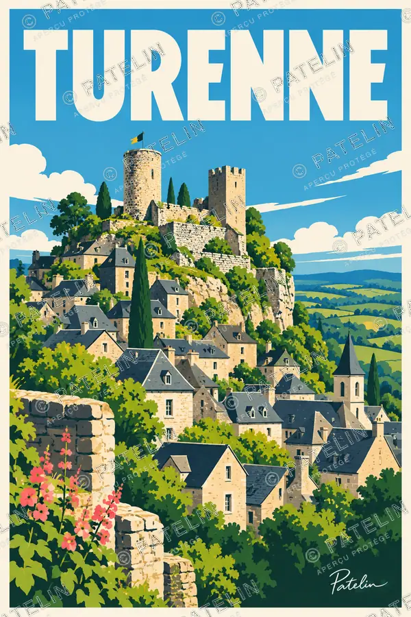 Turenne — Le village et les tours, illustration Pop