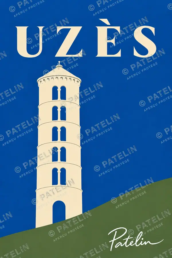 Illustration Uzès — La tour Fenestrelle, style Minimal