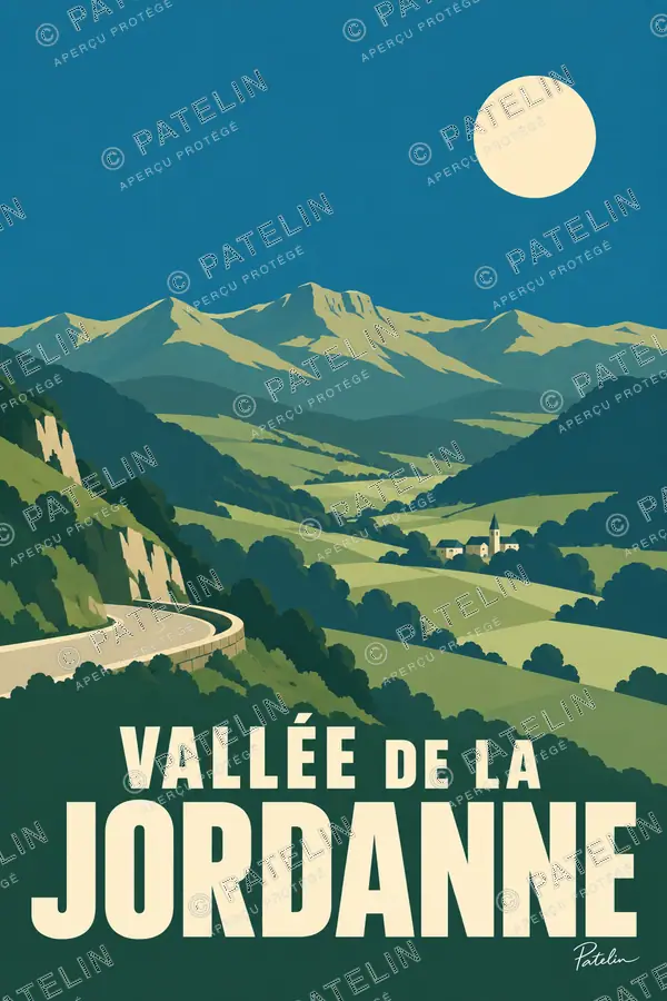 Illustration Vallée de la Jordanne — Les lignes de la vallée, style Minimal