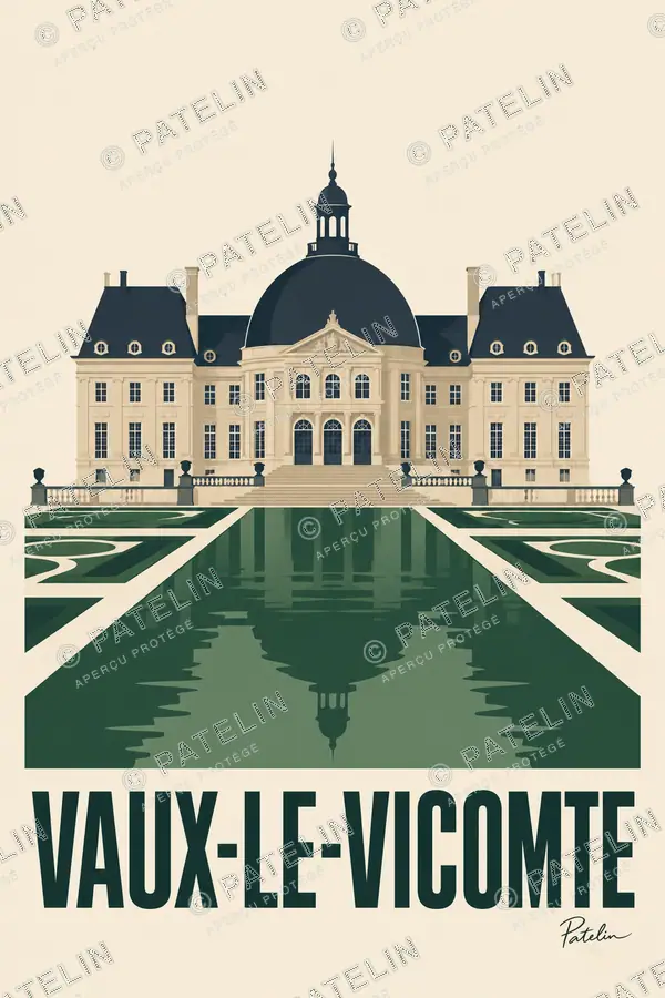Illustration Vaux-le-Vicomte — Le château et les jardins, style Minimal