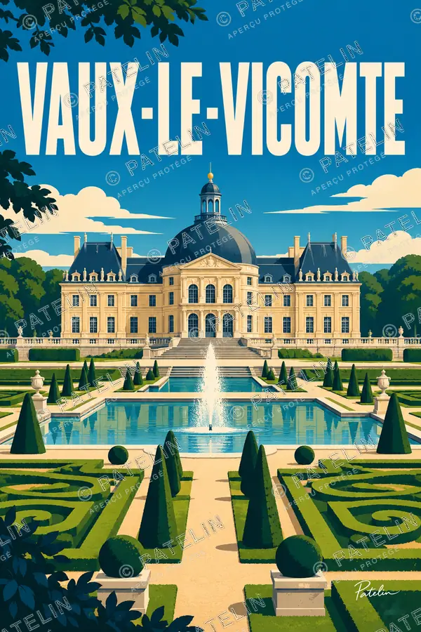 Illustration Vaux-le-Vicomte — Le château et les jardins, style Pop