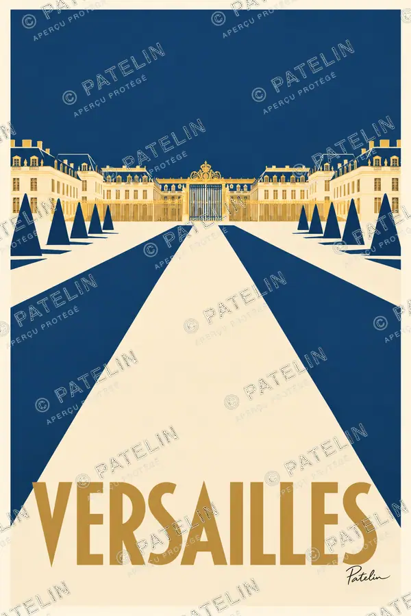 Illustration Versailles — La perspective du château, style Minimal