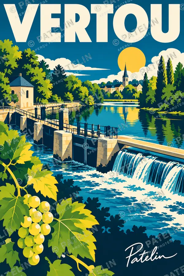 Illustration Vertou — La chaussée des Moines, style Pop