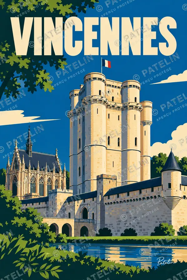 Illustration Vincennes — Le donjon et la Sainte-Chapelle, style Pop