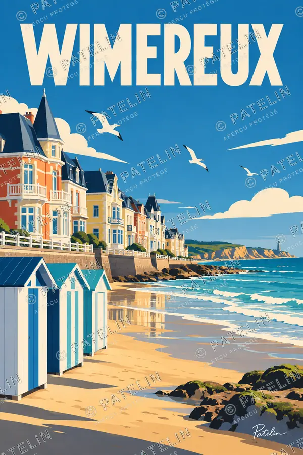 Illustration Wimereux — Les villas du front de mer, style Pop