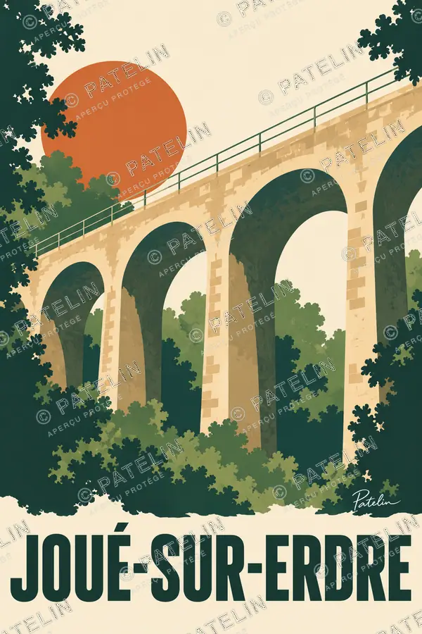 Illustration Joué-sur-Erdre — Les arcades au fil de l’eau, style Minimal