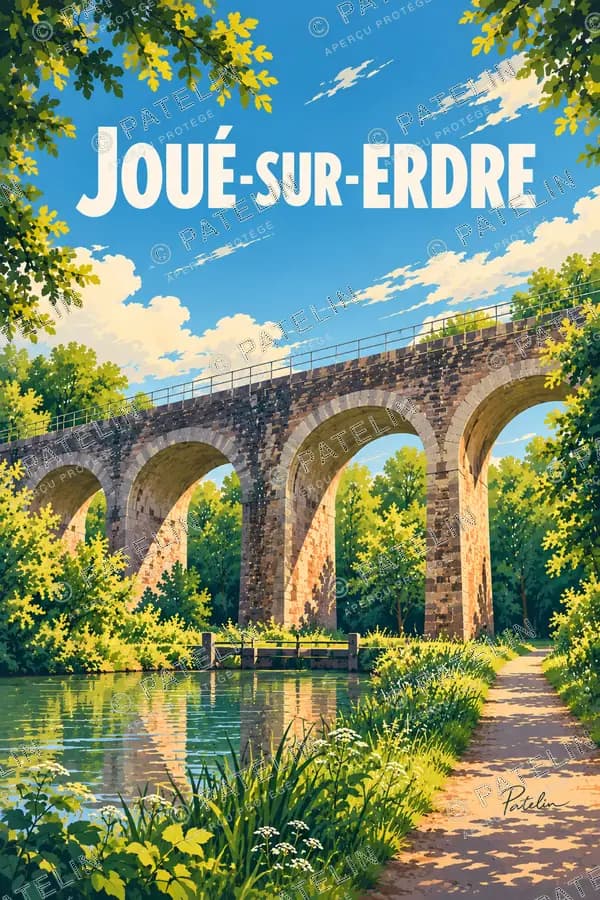 Illustration Joué-sur-Erdre — Les arcades au fil de l’eau, style Pop