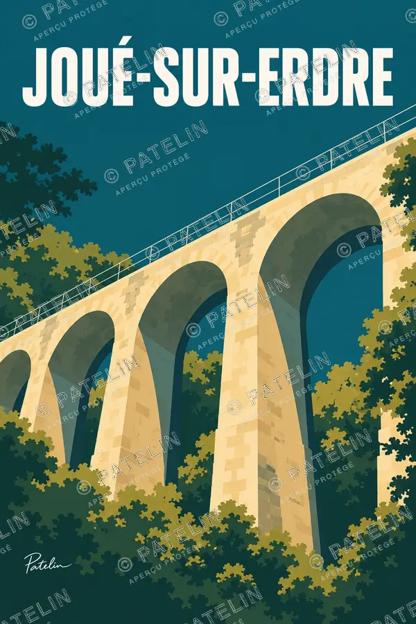 Illustration Joué-sur-Erdre — Les arcades du canal, style Minimal