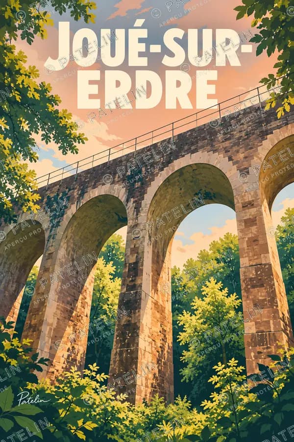 Illustration Joué-sur-Erdre — Les arcades du canal, style Pop