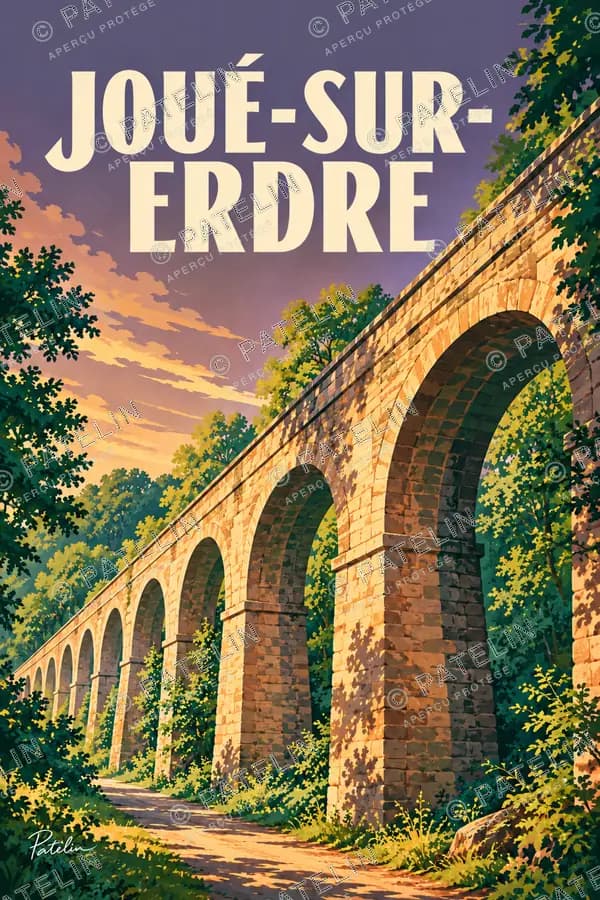 Illustration Joué-sur-Erdre — Les arches dans la lumière, style Pop