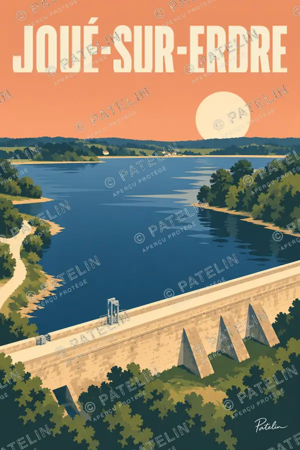 Illustration Joué-sur-Erdre — Le barrage de Vioreau, style Minimal