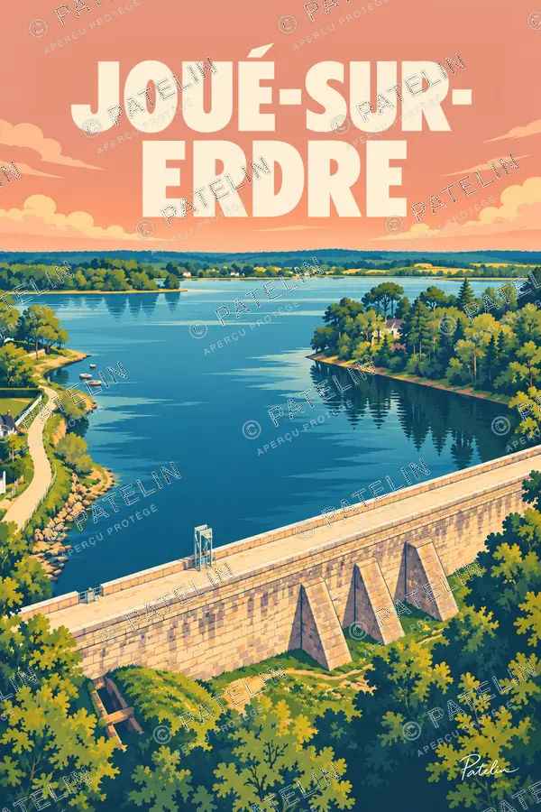 Illustration Joué-sur-Erdre — Le barrage de Vioreau, style Pop