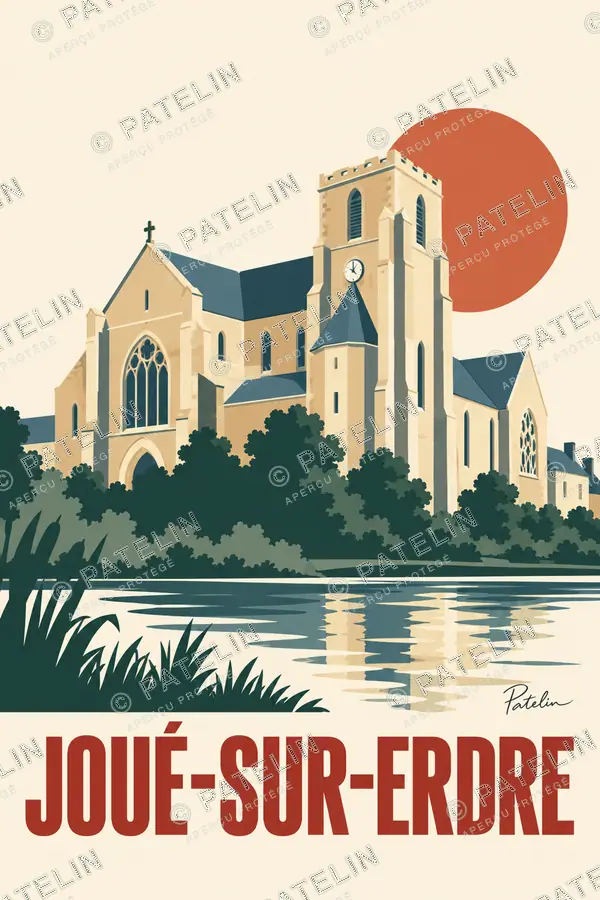 Illustration Joué-sur-Erdre — Le clocher de pierre, style Minimal