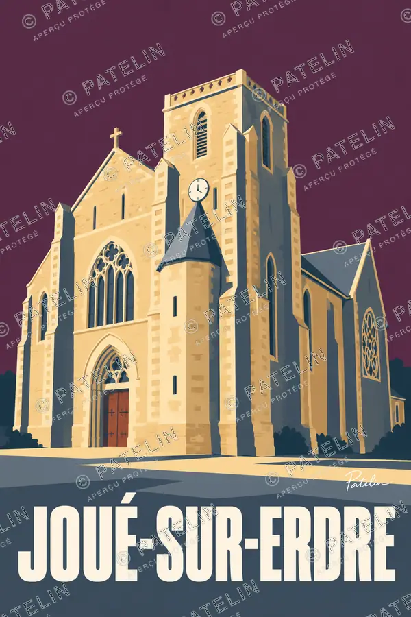 Illustration Joué-sur-Erdre — L’église du bourg, style Minimal