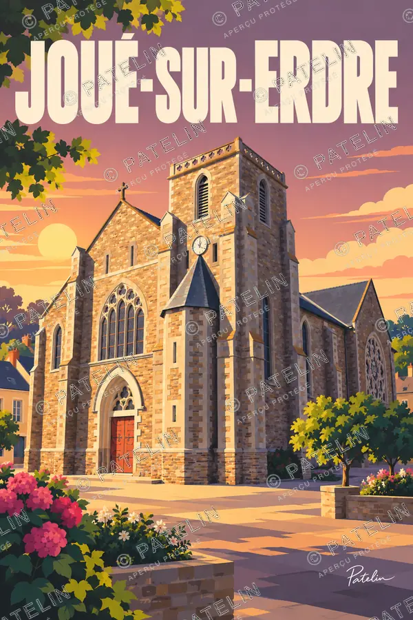 Illustration Joué-sur-Erdre — L’église du bourg, style Pop