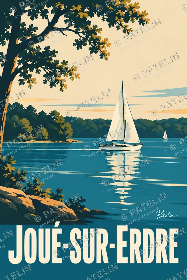 Illustration Joué-sur-Erdre — Le lac de Vioreau, style Minimal
