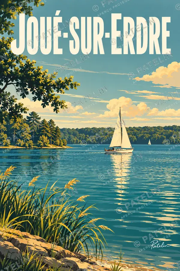 Illustration Joué-sur-Erdre — Le lac de Vioreau, style Pop