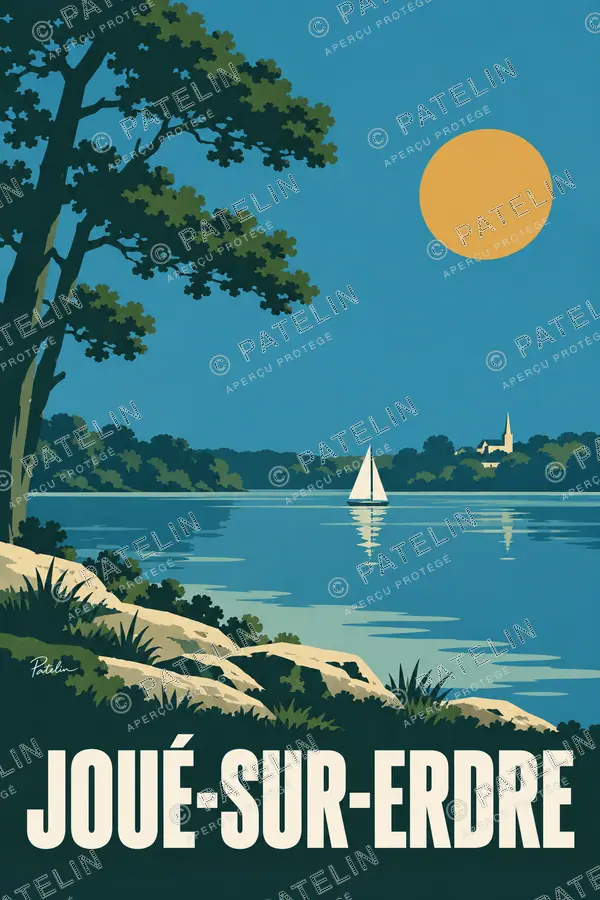 Illustration Joué-sur-Erdre — Les voiliers au calme, style Minimal