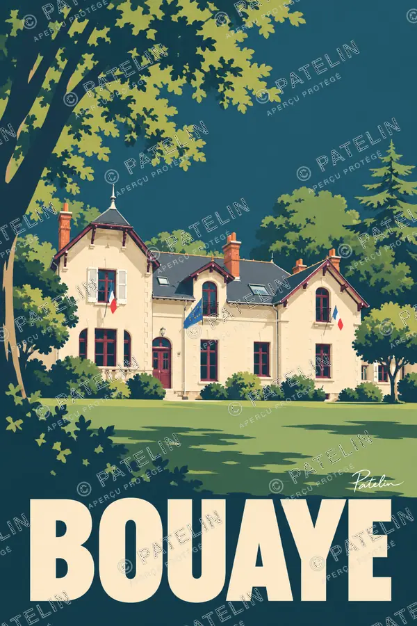 Illustration Bouaye — La mairie et son jardin, style Minimal