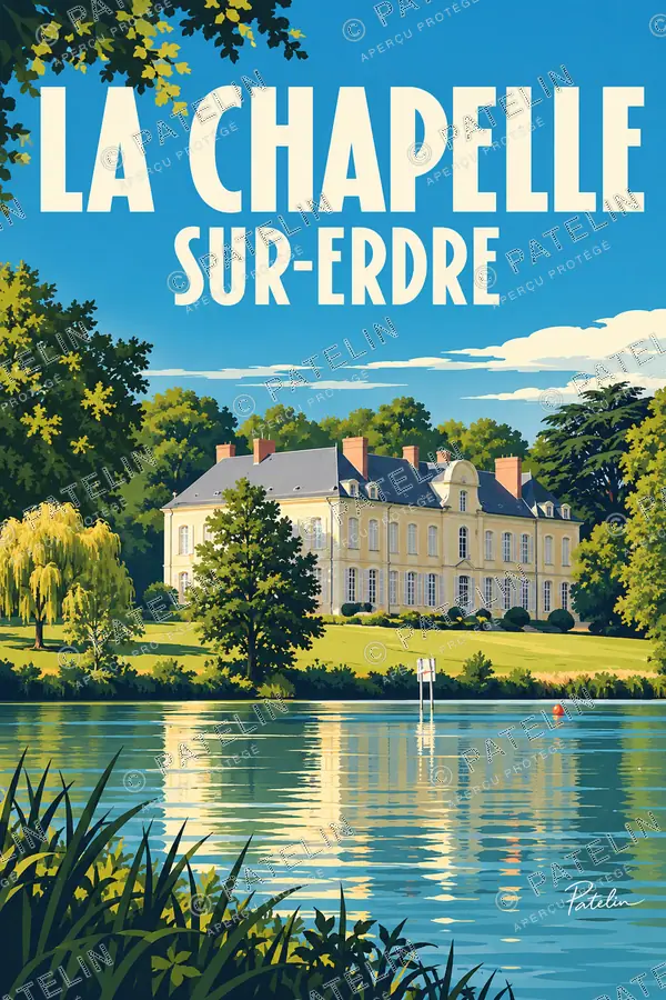 Illustration La Chapelle-sur-Erdre — Le château de la Desnerie et ses reflets, style Pop