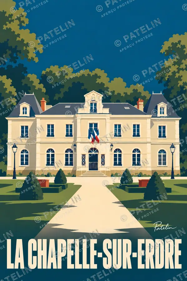 Illustration La Chapelle-sur-Erdre — La mairie et son jardin, style Minimal