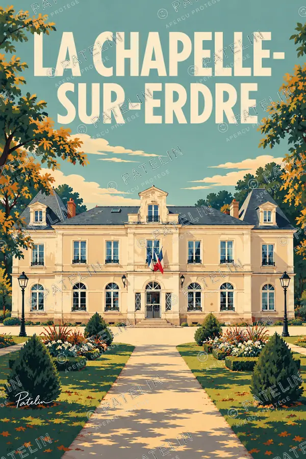Illustration La Chapelle-sur-Erdre — La mairie et son jardin, style Pop