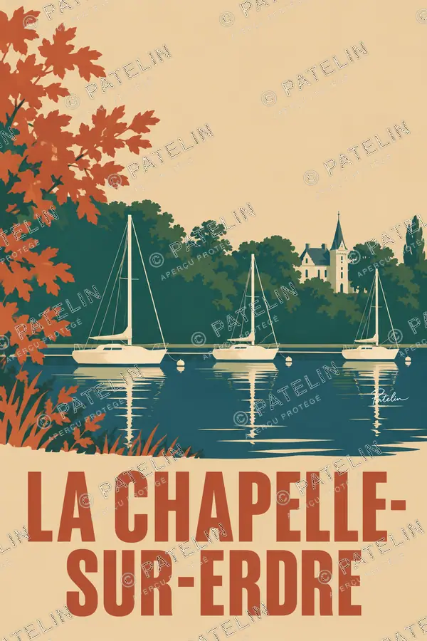 Illustration La Chapelle-sur-Erdre — Reflets au port de la Grimaudière, style Minimal