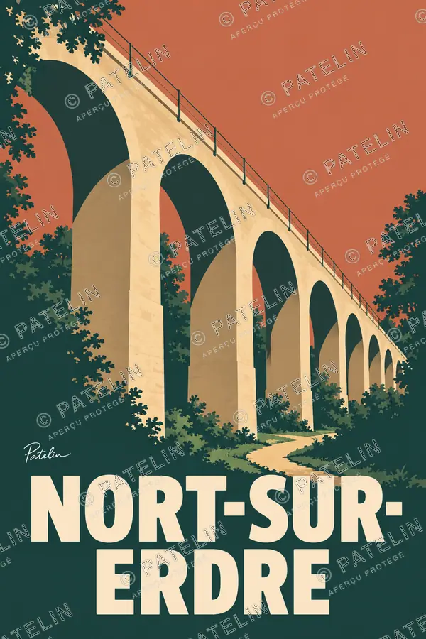 Illustration Nort-sur-Erdre — Les arcades en perspective, style Minimal