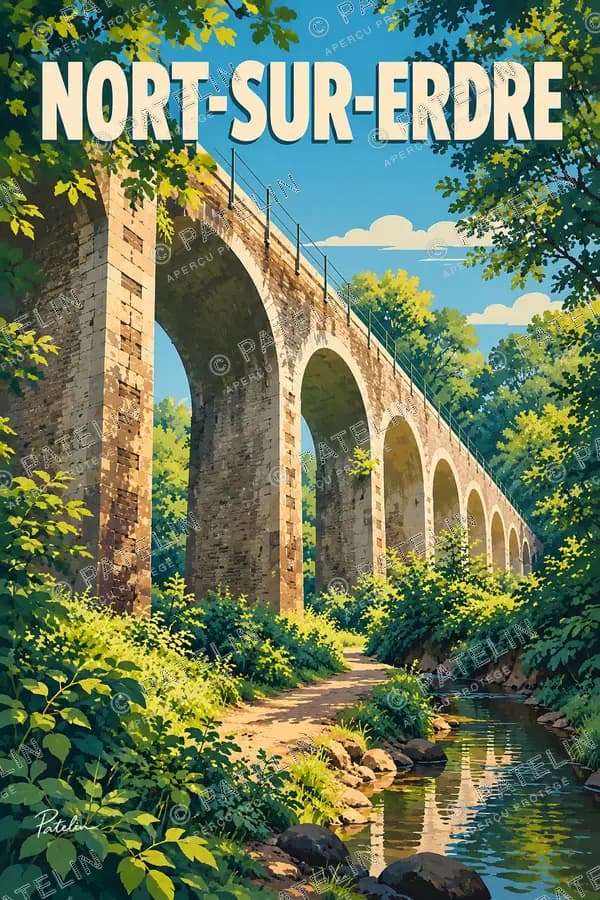 Illustration Nort-sur-Erdre — Les arcades en perspective, style Pop