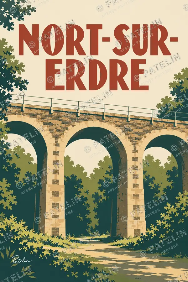 Illustration Nort-sur-Erdre — Les arcades dans la verdure, style Minimal